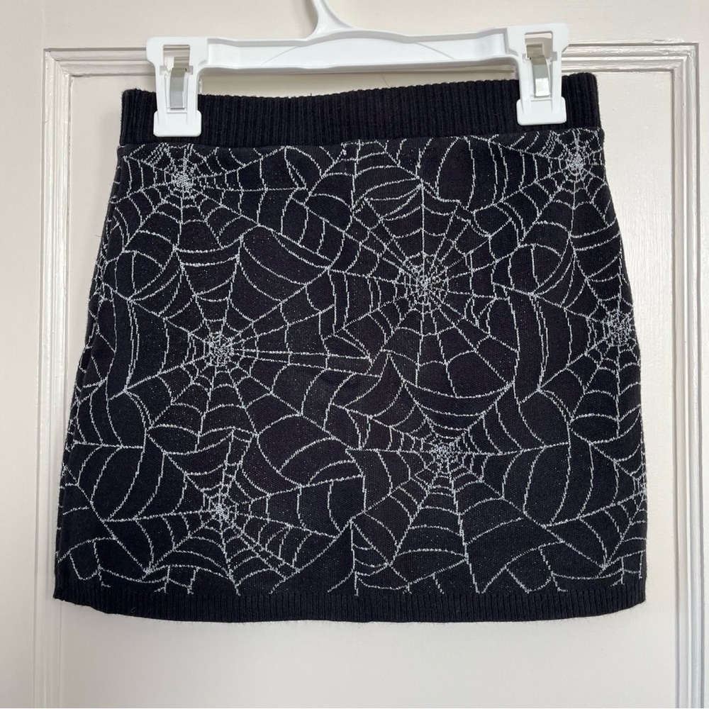 H&M Girls Spiderweb Skirt Black Silver Glittery Sparkly Sz 8/10 Yrs